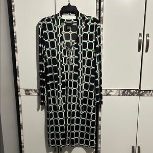 Jules & Leopold Black White Green Patterned Dress